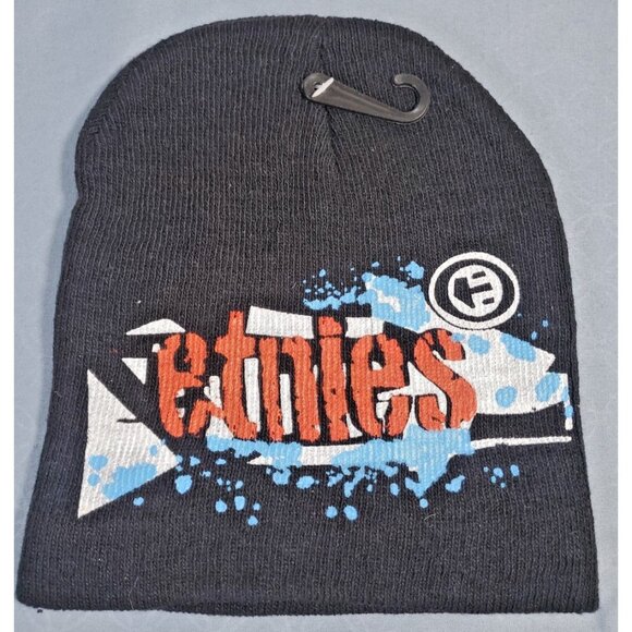 Etnies Beanie Skull Black Cap Hat NEW - Picture 1 of 5